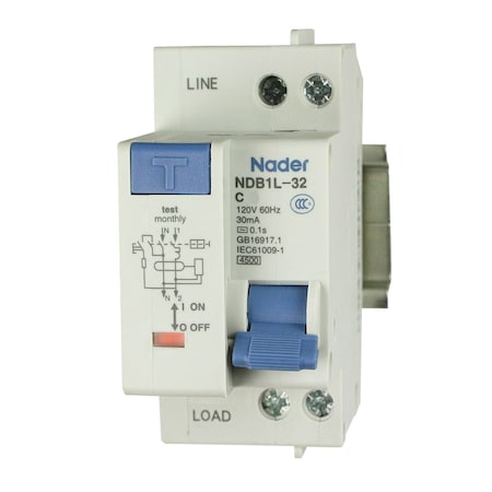 Asi Circuit Breaker, NDB1L-32C Series, 6A, 2 Pole, 120V AC, 4.5kA, C Curve NDB1L-32C-6-120V